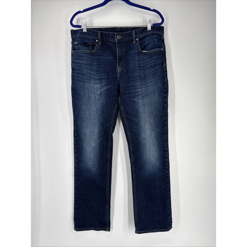 Banana Republic Slim Straight Jeans Mens 34 Blue Stretch Denim